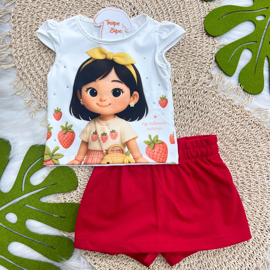 Conj My Cuteness Summer Vermelho Morangos